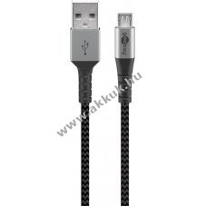 Goobay Micro USB kbel szvetbortsal, szrke, 50cm