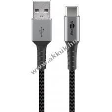 Goobay USB-C kbel, szvetborts, 2m, szrke 60W