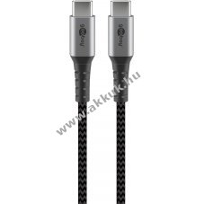 Goobay USB-C - USB-C kbel, szvetborts, 50cm, szrke 60W