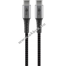 Goobay USB-C - USB-C kbel, szvetborts, 1m, szrke 60W