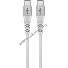 USB-C kbel, szvetborts, fm csatlakozval 50cm, 60W, fehr - A kszlet erejig!