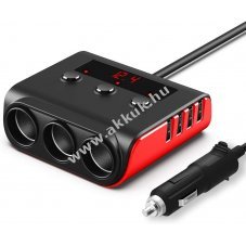3 rekeszes auts szivargyjt eloszt 4db USB porttal 12V/24V, 5V/2.4A - Kirusts!