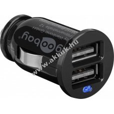 Goobay auts USB mini adapter gyorstlt 12-24V 2db USB fekete (2,4A)