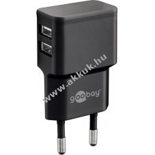 Goobay hlzati usb tlt 2 x USB aljzat 2,4A fekete