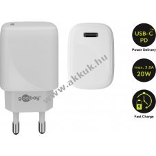 Goobay USB-C hálózati adapter 20W, gyorstöltő PD (Power Delivery)