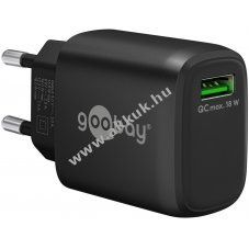 Hlzati USB tltfej gyorstlt adapter QC3.0, 18W, fekete