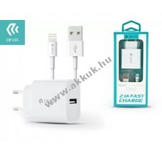 Apple iPhone 5/5S/5C/SE/6S/6S Plus USB hlzati tlt adapter + lightning adatkbel, 5V/2,1A