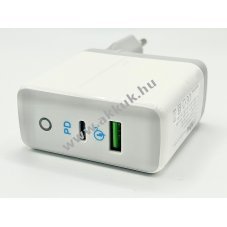 Helyettest hlzati tlt USB-A 18W + USB-C 20W  iPhone 13 fehr