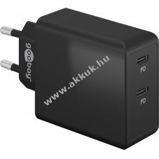 Dupla USB-C Power Delivery gyorstlt, 36W, fekete