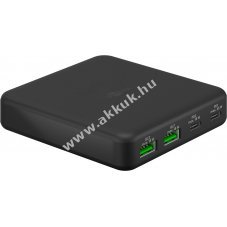 Hlzati 4 portos asztali gyorstlt 2db USB-A s 2db USB-C, 65W, fekete