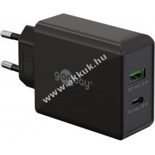 Hlzati gyorstlt USB-C PD (Power Delivery) 30W, fekete
