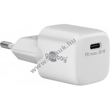 Hlzati USB-C nano gyorstlt, 20W, fehr, Power Delivery, PD