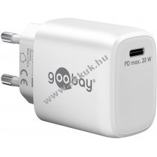Hlzati USB-C gyorstlt, tltfej 20W, fehr, Power Delivery, PD