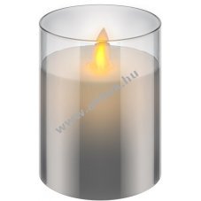 LED valdi viasz gyertya vegben, 7,5 x 10 cm, szrke