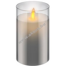 LED valdi viaszgyertya vegben, 7.5cm x 12.5 cm, szrke