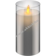 LED valdi viasz gyertya vegben, 7,5cm x 15 cm, szrke