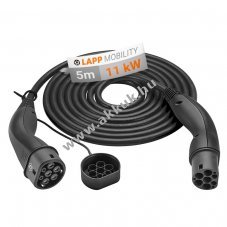 Type 2 HELIX tltkbel, 11 kW-ig, 5 m, fekete