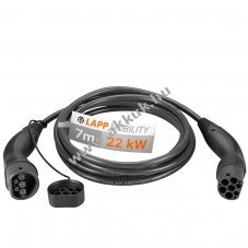 Type 2 HELIX tltkbel plug-in hybrid s elektromos authoz 22 kW-ig, 7m, fekete