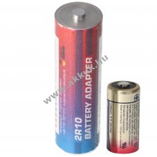 CR123 -> 2R10 elem adapter, 3V 73x21mm max. 1600mAh 1db CR123A elemmel - Kirusts!