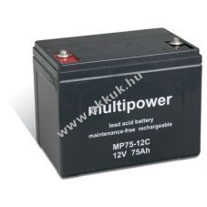 lom akku 12V 75Ah Multipower tpus MP75-12C ciklusll, ciklikus