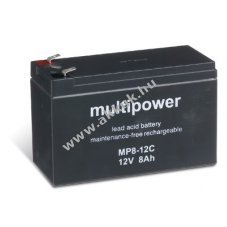 lom akku 12V 8Ah Multipower tpus MP8-12C ciklusll, ciklikus