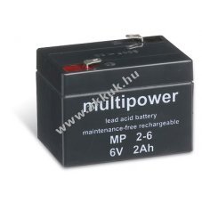 Ólom akku 6V 2Ah (Multipower) típus MP2-6