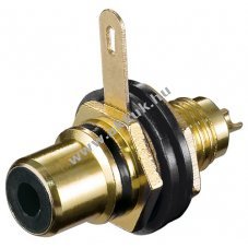 RCA panelcsatlakoz fekete szn szigetel alttekkel - A kszlet erejig!