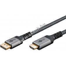 DisplayPort - HDMI kbel 1m szvetbortsos, szrke