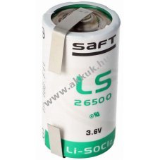 SAFT lithium elem tpus LS26500, 3.6V, U-fles, Li-SOCl2