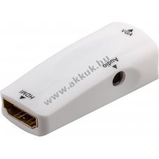 HDMI > VGA adapter hanggal HDMI csatlakoz (A tpus) VGA csatlakoz + 3,5 mm-es jack csatlakoz