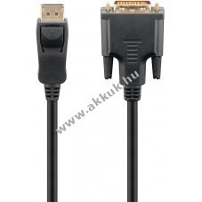 DisplayPort - DVI-D adapter kbel 2m, aranyozott