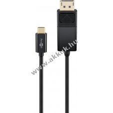 USB-C - DisplayPort adapterkbel (4k 60 Hz), 1,20 m, Fekete