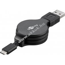 Goobay feltekerhető USB A 2.0 és USB C adat- és töltőkábel