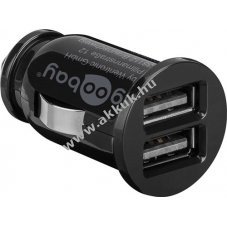 Goobay auts USB mini adapter tlt 12V 2db USB fekete (3,1A)