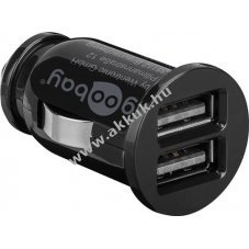 Goobay auts USB mini adapter tlt 12V 2db USB fekete (3,1A) - Kirusts! - A kszlet erejig!