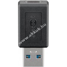 USB A 3.0 - USB-C adapter, fekete - Kirusts!