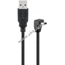 Goobay USB-A-Mini-B 90� k�bel 1,8m fekete USB2.0 480Mbit/s 0,5A 2,5W