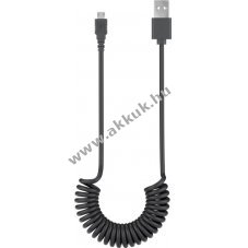 Goobay Micro-USB spir�l t�lt�- �s szinkronk�bel 1m fekete USB-A Micro-USB High-Speed