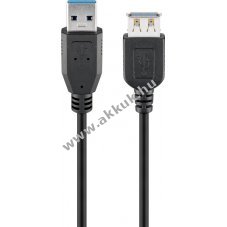Goobay USB-A hosszabb�t� k�bel 1,8m USB3.0 5Gbit/s 15W 3A fekete