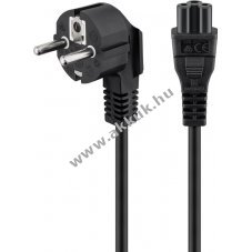 Goobay t�pk�bel 1,8m fekete 3x0,75mm2 Schuko (CEE7/7) 90� der�ksz�g� dug� C5 k�sz�l�kcsatlakoz�