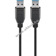 Goobay USB-A k�bel 0,5m fekete 15W 3A 5Gbit/s USB 3.0 - A k�szlet erej�ig