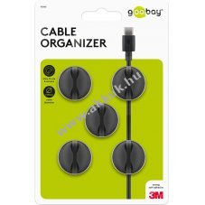 Goobay k�belrendez� 1-slot fekete 5db/csomag �ntapad�s elt�vol�that�