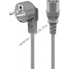 Goobay 2m sz�rke 90� h�l�zati k�bel Schuko (CEE7/7 Typ E/F) -> IEC C13 3*0,75mm2