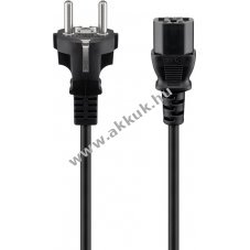 Goobay t�pk�bel 1,5m fekete 3x0,75mm2 v�d�f�ldes hybrid dug� (Typ E/F, CEE7/7) - C13 aljzat