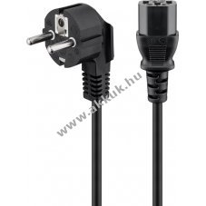 Goobay 5m 90� sz�gben hajl�tott h�l�zati k�bel 3x1mm2 fekete CEE7/7 (E/F) v�d��rintkez�s dug� C13