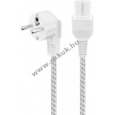 Goobay meleg�t� k�bel 2m feh�r-ez�st 3x0,75mm2 v�d��rintkez�s hibrid Typ E/F CEE7/7 90� C15