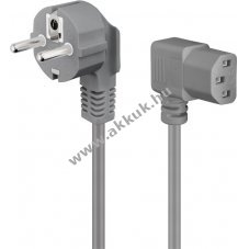 Goobay 2m sz�rke 3x0,75mm2 90� Schuko (CEE 7/7) dug� - C13 90� k�sz�l�k t�pk�bel