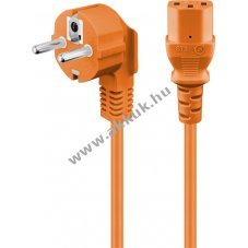 Goobay 2m narancss�rga 90 fokos CEE 7/7 C13 h�l�zati k�bel