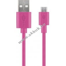 Goobay Micro USB t�lt�- �s adatk�bel pink 1m Android k�sz�l�kekhez Hi-Speed USB A 2.0
