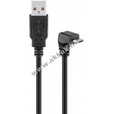 Goobay USB-A-Micro-B k�bel 90� 1,8m fekete 2,5W 0,5A 480Mbit/s USB2.0 - Ki�rus�t�s